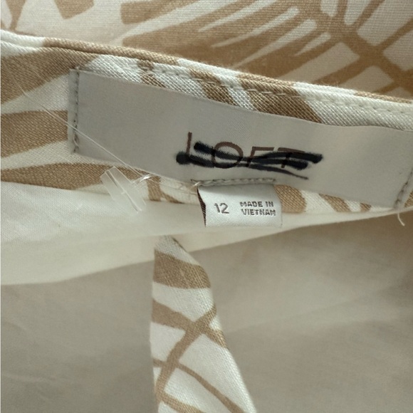 LOFT Womens Cream Linen Viscose Tropical Floral Tie Keyhole Back Dress Size 12 - Picture 10 of 13